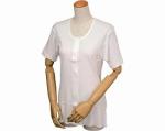 婦人イージートゥウェア　三分袖前開きシャツ（マジックテープ式）　WL-130 / M　白